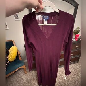 Purple V-Neck Sweater Dress Pendleton